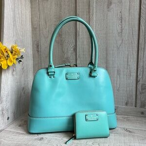 Kate Spade Tiffany Blue Wellesley Rachelle Satchel And Wallet